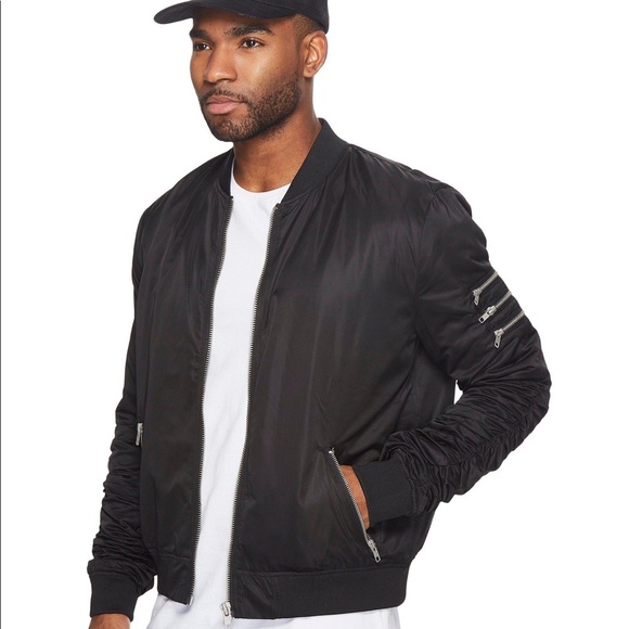 ๐ NANA JUDY Unisex Black Bomber Jacket; Parachute w/ Silver- tone - Picture 7 of 7